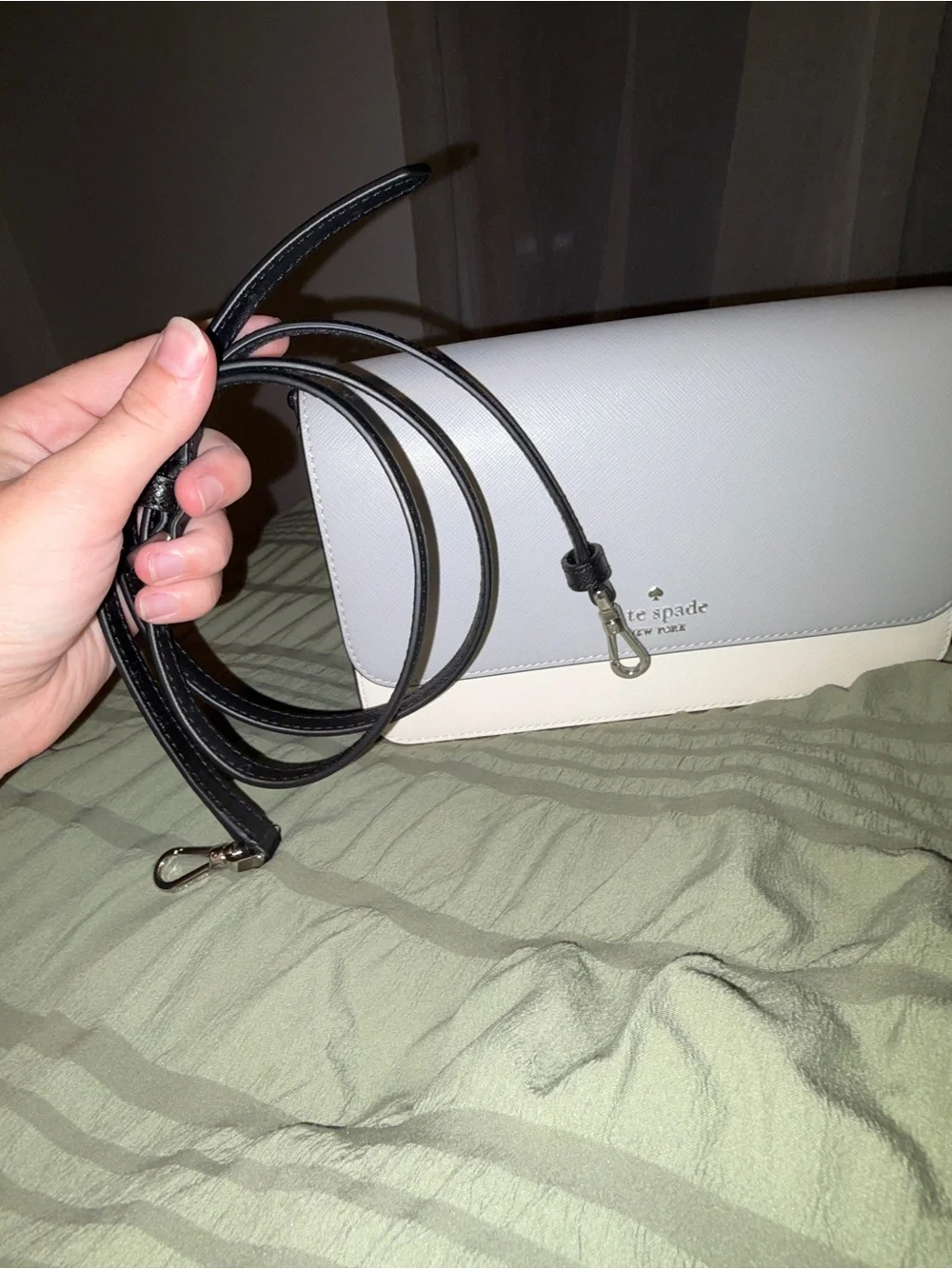 kate spade Two-Tone Light Gray and White Crossbody Bag